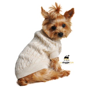 100% Combed Cotton Cable Knit Dog Sweater Free Embroidery Oatmeal Fall Winter Shirt Warm Soft Personally Custom Gift For Dog image 1