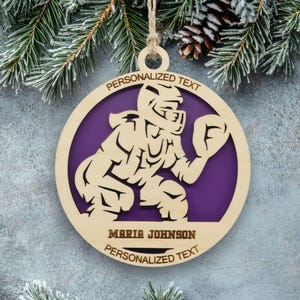 Personalized Softball Catcher Ornament, Custom Engraved Name and Text