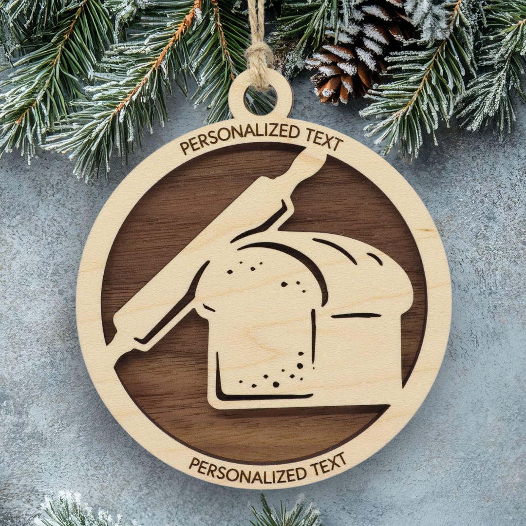 Baker Ornament – Bread and Rolling Pin Design – Personalized Baking ...