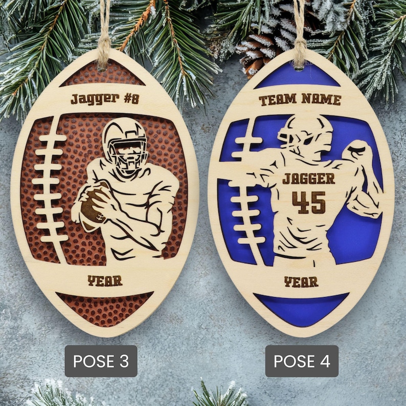 Personalized 3D Football Ornament, Senior Night Player Gift, Custom Engraved Name, Number and Text image 5