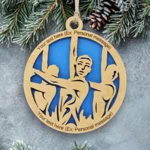 Synchronized Swimming Ornament Personalized – Custom Artistic Swimmer Christmas Gift – Laser Cut Wood Keepsake