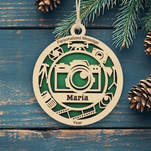 Photography Ornament Personalized, Camera Ornament, Customizable Christmas Ornament, Personalized Photo Ornament