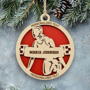 Personalized Women's Track and Field Ornament, Engraved Wooden Sports Ornament with Name and custom text, Sports Jersey