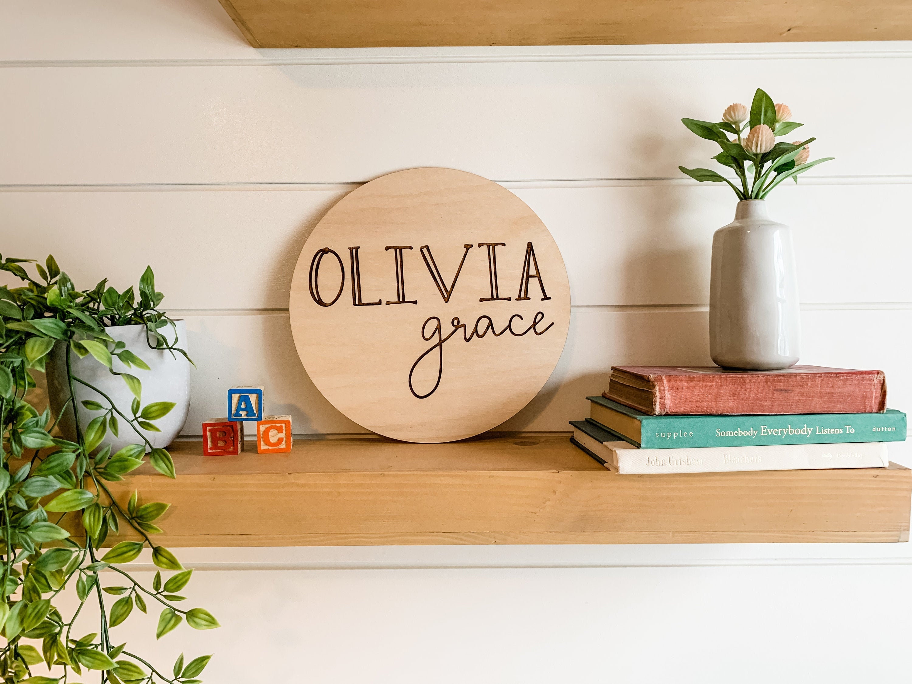 Baby Name Round Sign Birth Announcement Photo Prop Nursery Etsy