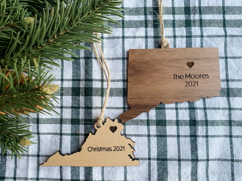 Missouri Ornament with Heart Marker, Customizable Christmas Ornament, Personalized Wood Engraved Gifts, Missouri Gifts image 5