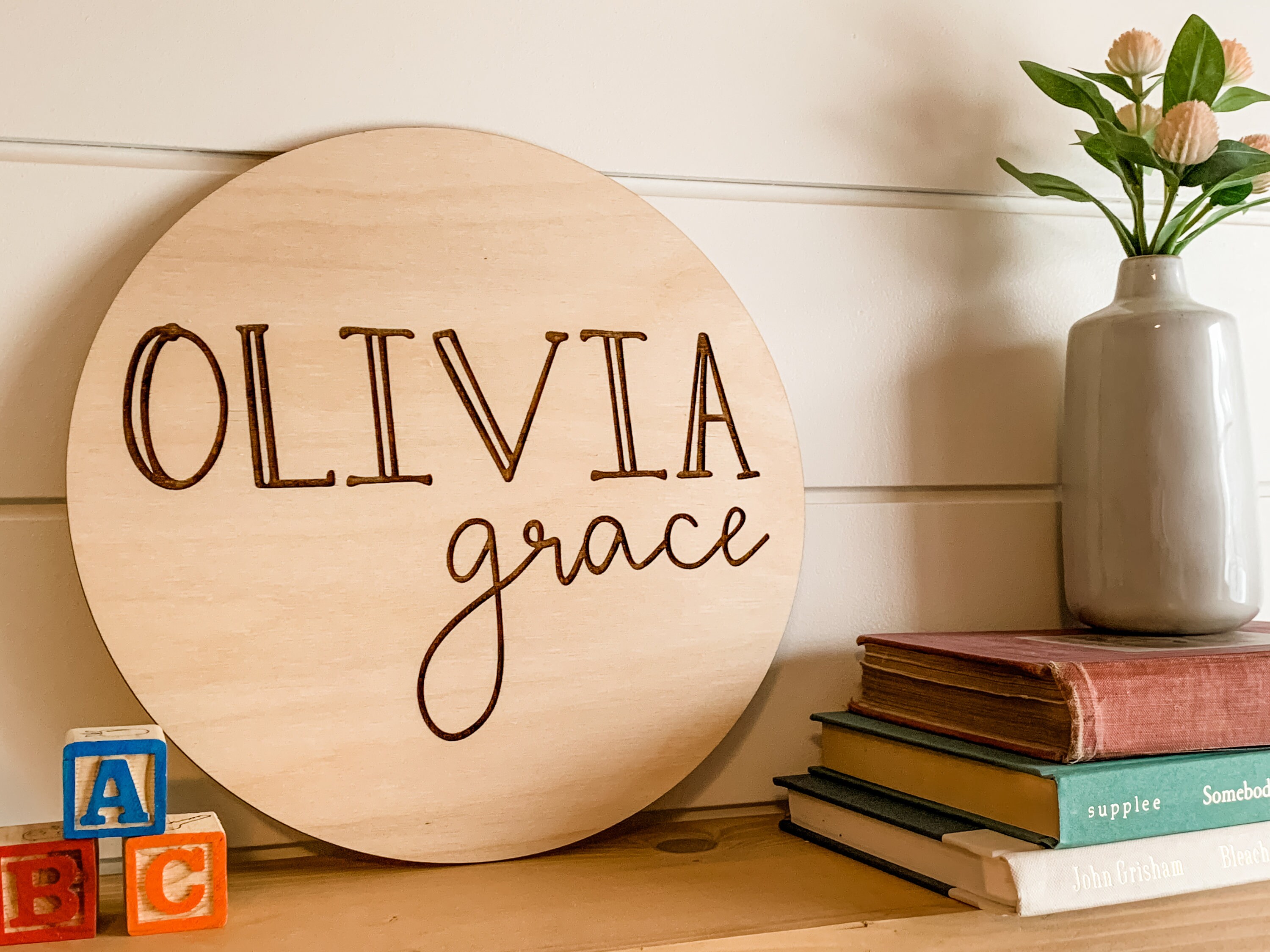 Baby Name Round Sign Birth Announcement Photo Prop Nursery Etsy