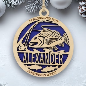 Fishing Ornament Personalized – Gift for Fishermen and Outdoor Enthusiasts – Custom Angler Christmas Décor
