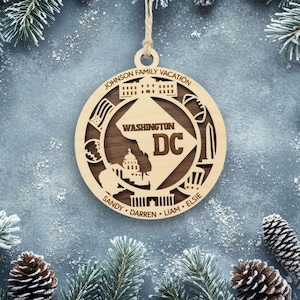 Washington DC Ornament with personalization, Choose Any State, Customizable Christmas Ornament, Personalized Wood Engraved Gifts