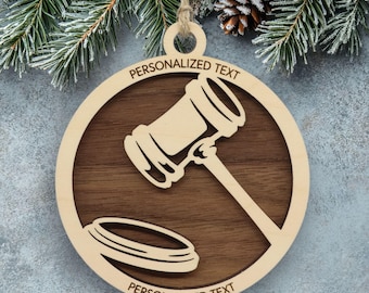 Lawyer Ornament – Gavel Design – Personalized Law Gift for Attorneys and Judges