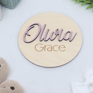 3D Monthly Milestone Discs for Baby Photos | Engraved Wood Monthly Milestone Markers | Personalized Baby Sign image 14