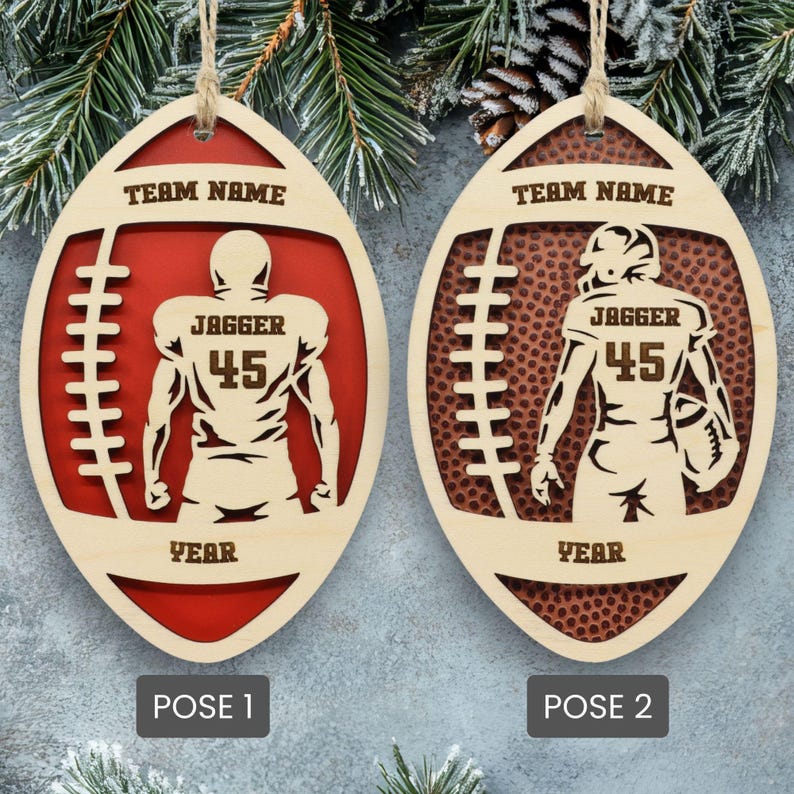 Personalized 3D Football Ornament, Senior Night Player Gift, Custom Engraved Name, Number and Text image 4