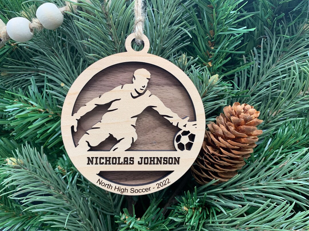 Personalized Men's Soccer Goalie Ornament Engraved Wooden Etsy