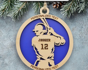 Personalized Baseball Ornament, Custom Engraved Name, Number & Text