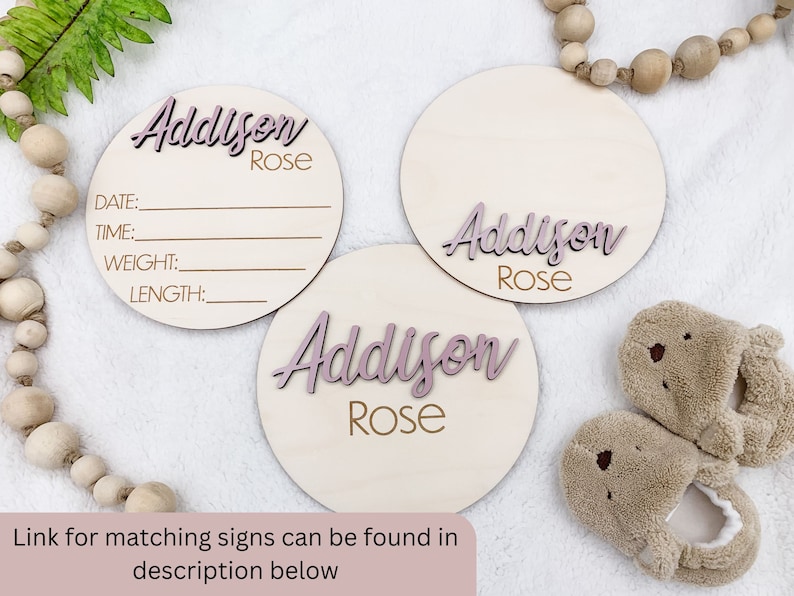 Wooden 3D Monthly Milestone Discs for Baby Photos Engraved Wood Monthly Milestone Markers Personalized Baby Sign image 10