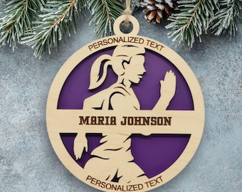 Personalized Cross Country Runner Ornament, Custom Engraved Name and Text