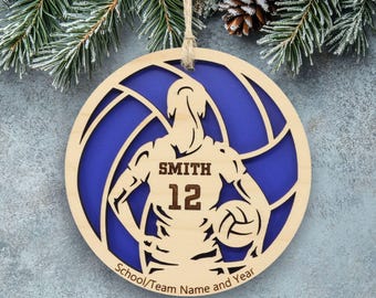 Personalized Volleyball Ornament, Custom Engraved Name, Number and Text