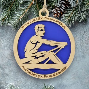 Rowing Ornament Personalized – Custom Crew Team Christmas Gift – Male or Female Rower Laser Cut Wood Keepsake