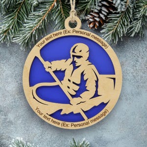 Kayaking Ornament Personalized – Custom Laser-Cut Canoe or Kayak Christmas Gift – Outdoor Adventure Wood Keepsake