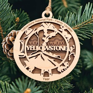 Personalized Yellowstone National Park Ornament, Custom Engraved Text Souvenir