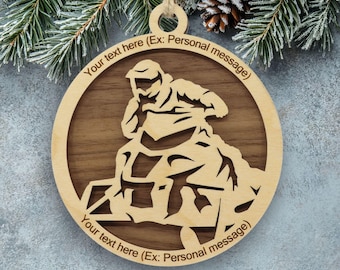 Personalized Snowmobile Ornament – Custom Engraved Text