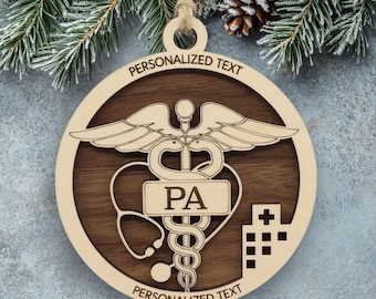 Physician Assistant Ornament – Caduceus and Stethoscope Design – Personalized PA or PA-C Gift