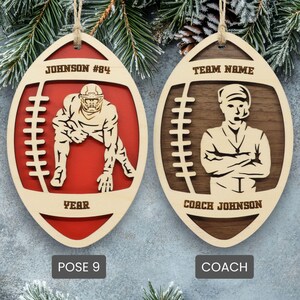 Personalized 3D Football Ornament, Senior Night Player Gift, Custom Engraved Name, Number and Text image 8