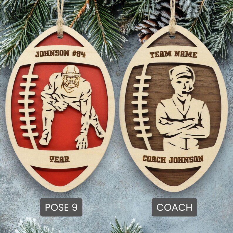 Personalized 3D Football Ornament, Senior Night Player Gift, Custom Engraved Name, Number and Text image 8