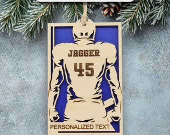 Personalized Football Ornament, Custom Name Number Sports Keepsake