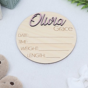3D Monthly Milestone Discs for Baby Photos | Engraved Wood Monthly Milestone Markers | Personalized Baby Sign image 12
