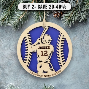 Personalized Baseball Ornament, Engraved Name, Number and Text
