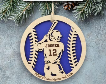 Personalized Baseball Ornament, Engraved Name, Number and Text