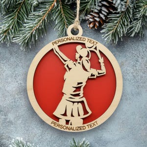 Personalized Women's Tennis Ornament, Engraved Wooden Sports Ornament with Name and custom text, Sports Jersey