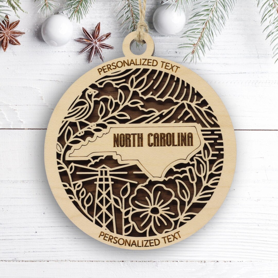North Carolina State Ornament – Personalized Wooden Christmas Keepsake ...