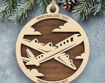 Pilot Ornament – Airplane and Clouds Design – Personalized Aviation Gift