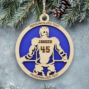 Personalized Hockey Ornament, Engraved Wooden Sports Ornament with Name and custom text, Sports Jersey