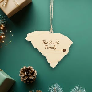 South Carolina Ornament mit Herzmarker, wählen Sie einen beliebigen Zustand, anpassbare Weihnachtsverzierung, Zustandsandenken, Housewarminggeschenk