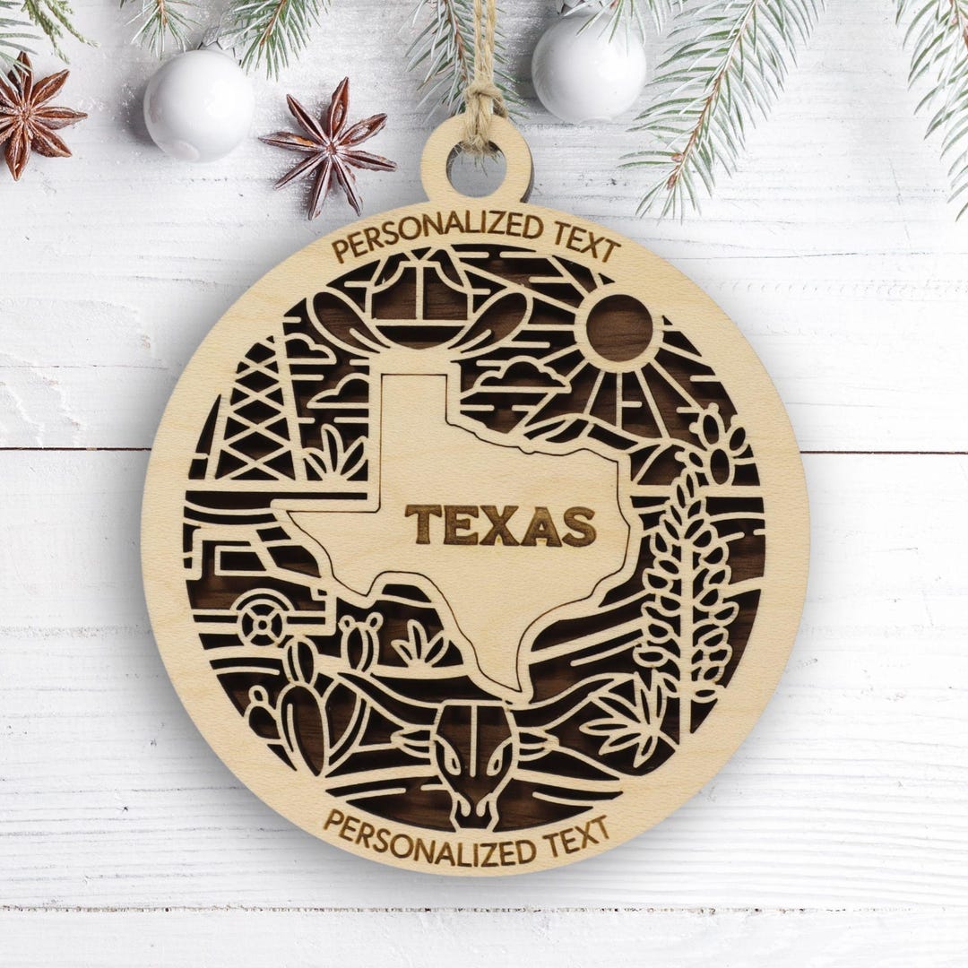 Texas State Ornament – Personalized Wooden Christmas Keepsake – Laser ...