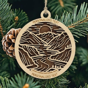 Kenai Fjords National Park Ornament – Personalized Alaska Christmas Ornament – Glacier Landscape – Laser Cut Wood Keepsake