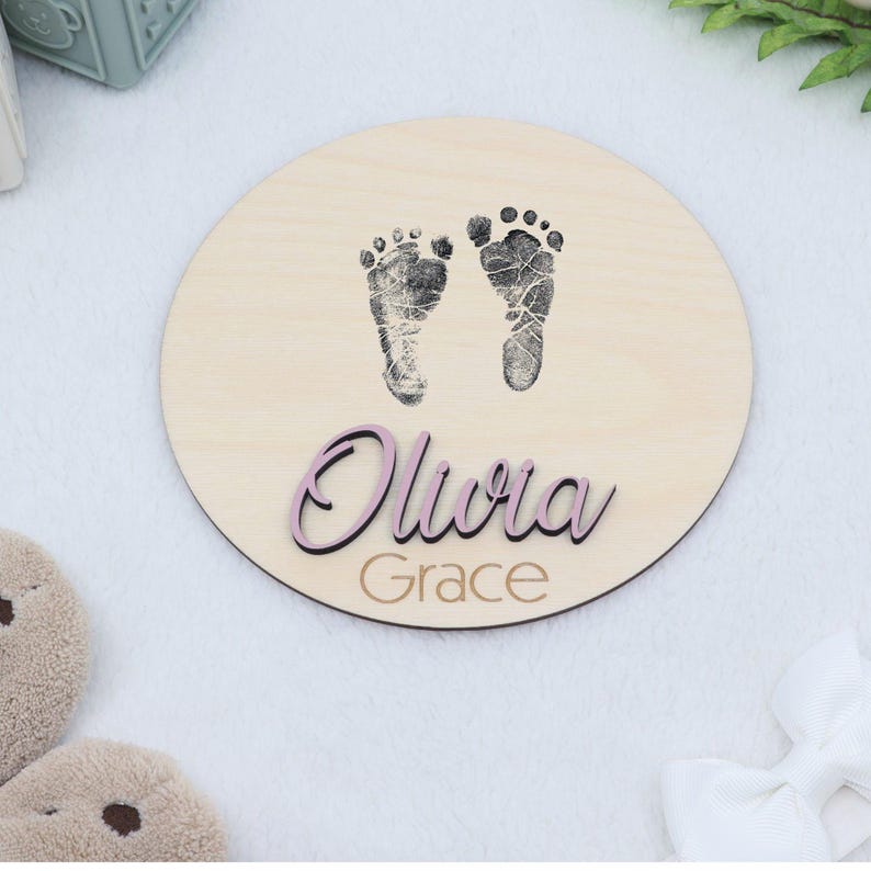 3D Monthly Milestone Discs for Baby Photos | Engraved Wood Monthly Milestone Markers | Personalized Baby Sign image 13