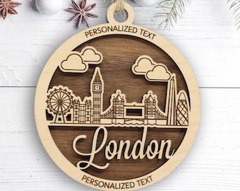 London Ornament – Iconic Cityscape with Big Ben, Tower Bridge & The Shard – Personalized UK Keepsake