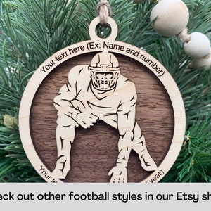 Personalized Football Ornament, Engraved Wooden Sports Ornament with Name and Number, Sports Jersey image 6