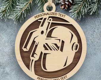 Welder Ornament – Welding Mask and Torch Design – Personalized Tradesperson Gift