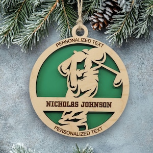 Personalized Golf Ornament, Engraved Wooden Sports Ornament with Name and custom text, Sports Jersey