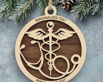 Doctor Ornament – Stethoscope and Caduceus Design – Personalized Medical Gift for Healthcare Workers