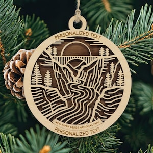 New River Gorge Ornament – Personalized West Virginia Bridge Gift – Laser Cut Wood Christmas Decoration