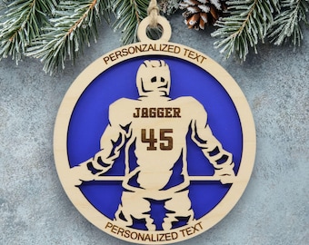 Personalized Hockey Ornament, Custom Engraved Name, Number and Text