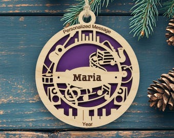 Band Ornament Personalized, School Band and Music, Customizable Christmas Ornament, Personalized Instrument Ornament