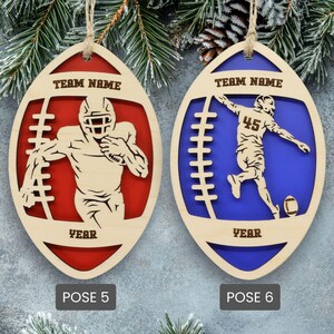 Personalized 3D Football Ornament, Senior Night Player Gift, Custom Engraved Name, Number and Text image 6