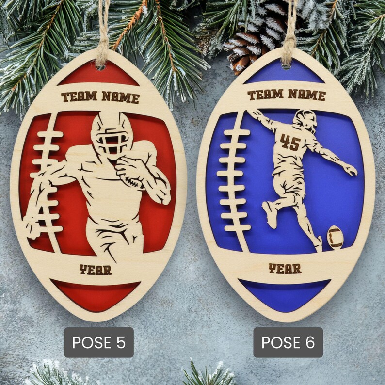 Personalized 3D Football Ornament, Senior Night Player Gift, Custom Engraved Name, Number and Text image 6