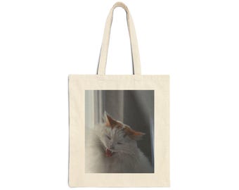 Cat Lover's Cotton Canvas Tote Bag, Pet Gift, Eco-Friendly Shopping Bag, Cute Cat Design, Unique Canvas Bag